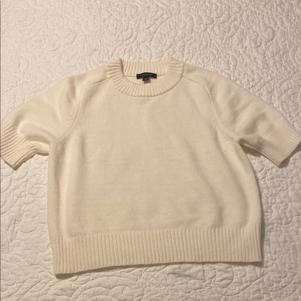 Women's Cream Short Sleeve Sweater